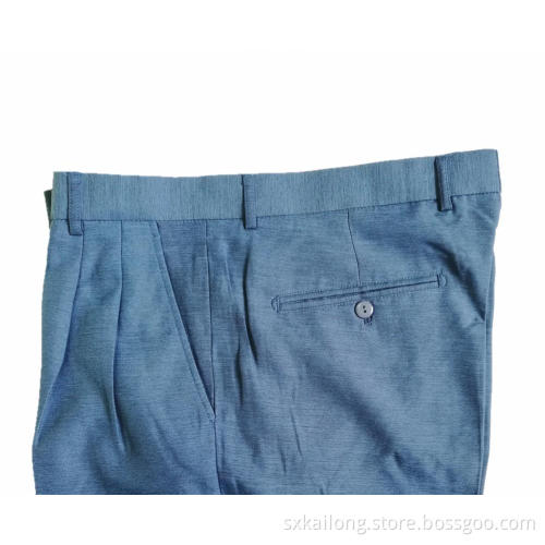 Light Blue Solid Men's Poly Trousers Suit Pants